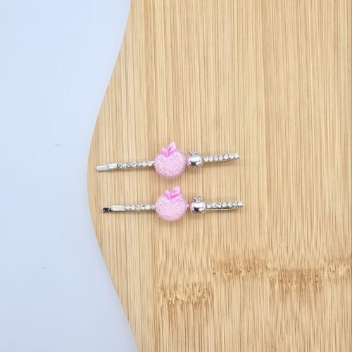 گیره مو نگین دار طرح سیب صورتی