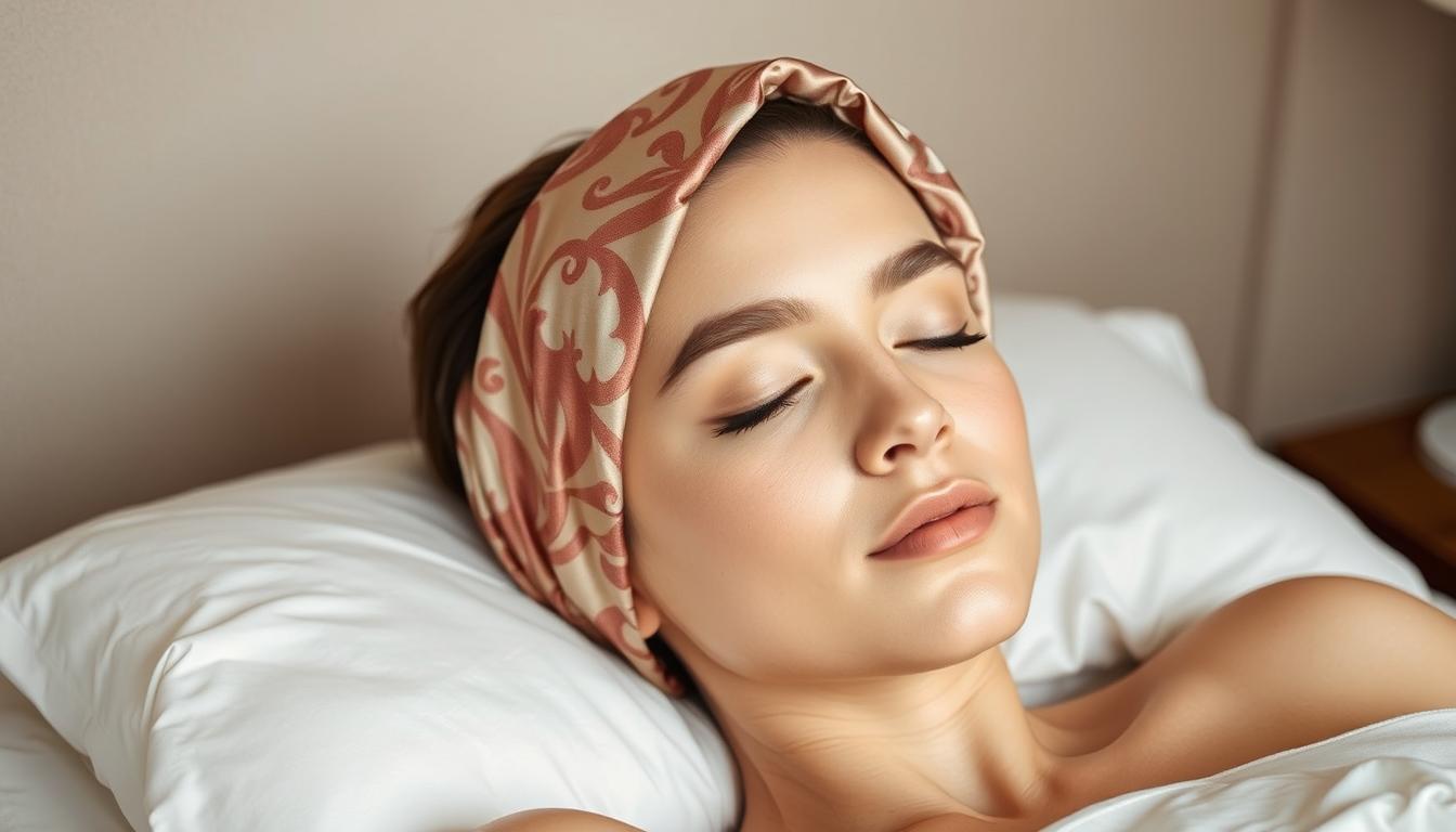چرا نباید شبها با موی باز بخوابیم؟ دلایل و راهکارها تصویر هدبند یا کلاه ابریشمی برای محافظت از موها در هنگام خواب