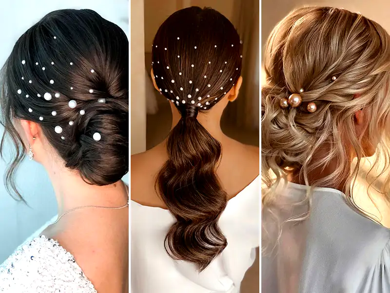 بهترین مدل موهای زنانه و دخترانه برای عروسی (۲۰۲۵) شینیون کلاسیک با تزئینات جواهر